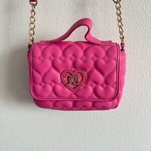 Juicy Couture Pink Flap Quilted Heart Crossbody Bag Barbiecore Maximalist Girly